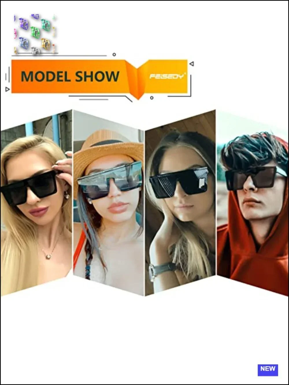 Oversized Square Sunglasses UV400 Protection Shield Frame